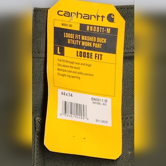 Carhartt Pant Mens Moss Loose Fit Washed Duck Utility Work B11 Canvas 44 x 34 - Picture 8 of 8
